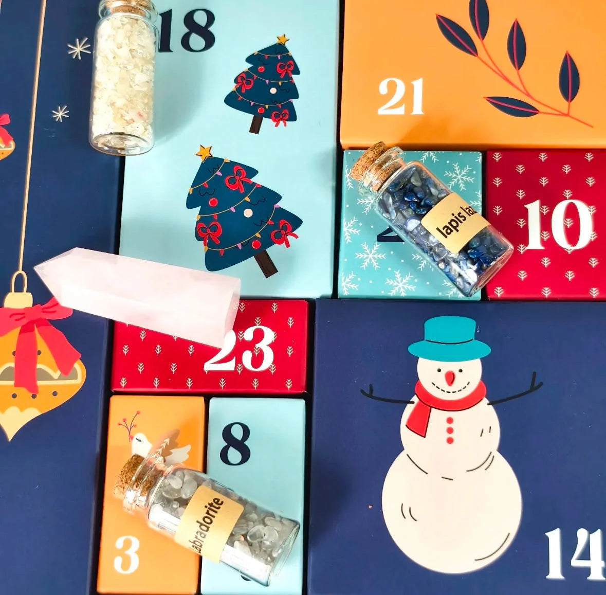 XXL Edelstein Adventskalender | XXL Adventskalender mit 24 Mineralien | Perfektes Geschenk für Sammler und Liebhaber