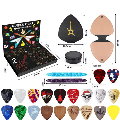 Gitarren Picks Adventskalender | 24 Überraschungen für Gitarrenliebhaber | Perfektes Geschenk zur Vorweihnachtszeit