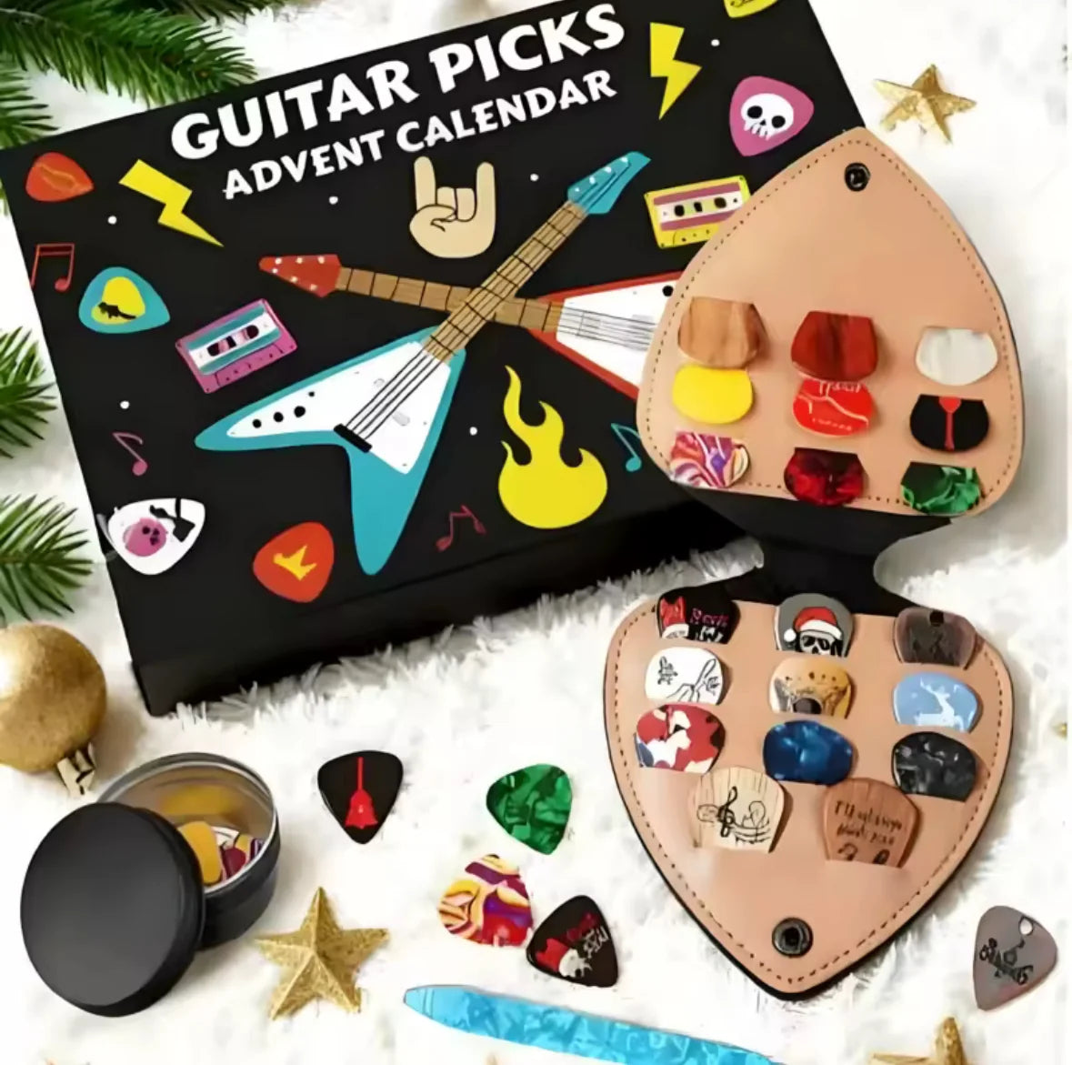 Gitarren Picks Adventskalender | 24 Überraschungen für Gitarrenliebhaber | Perfektes Geschenk zur Vorweihnachtszeit