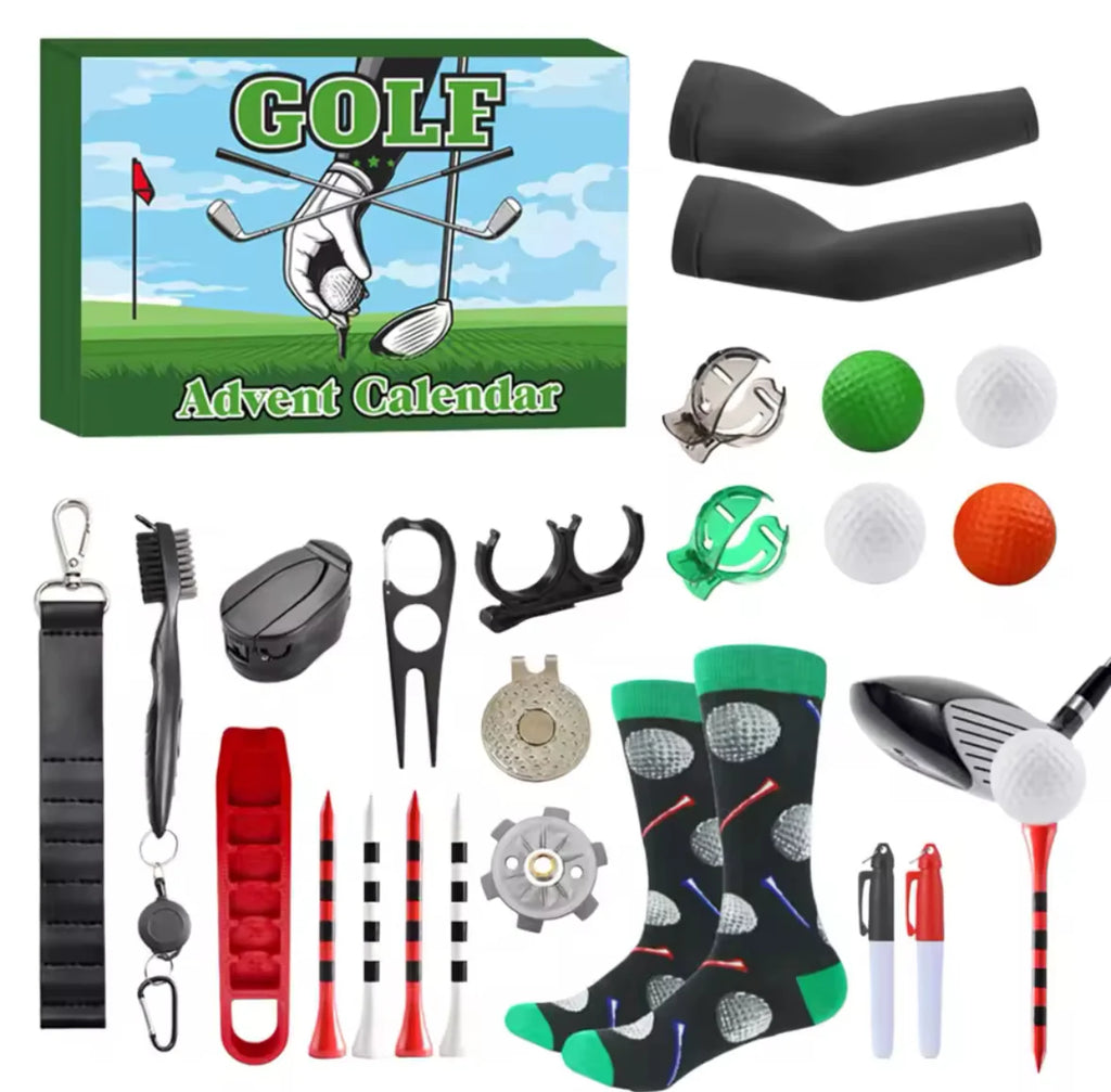 Golfer Gadgets Adventskalender | Adventskalender mit 24 nützlichen Golfaccessoires | Perfektes Geschenk für Golfer