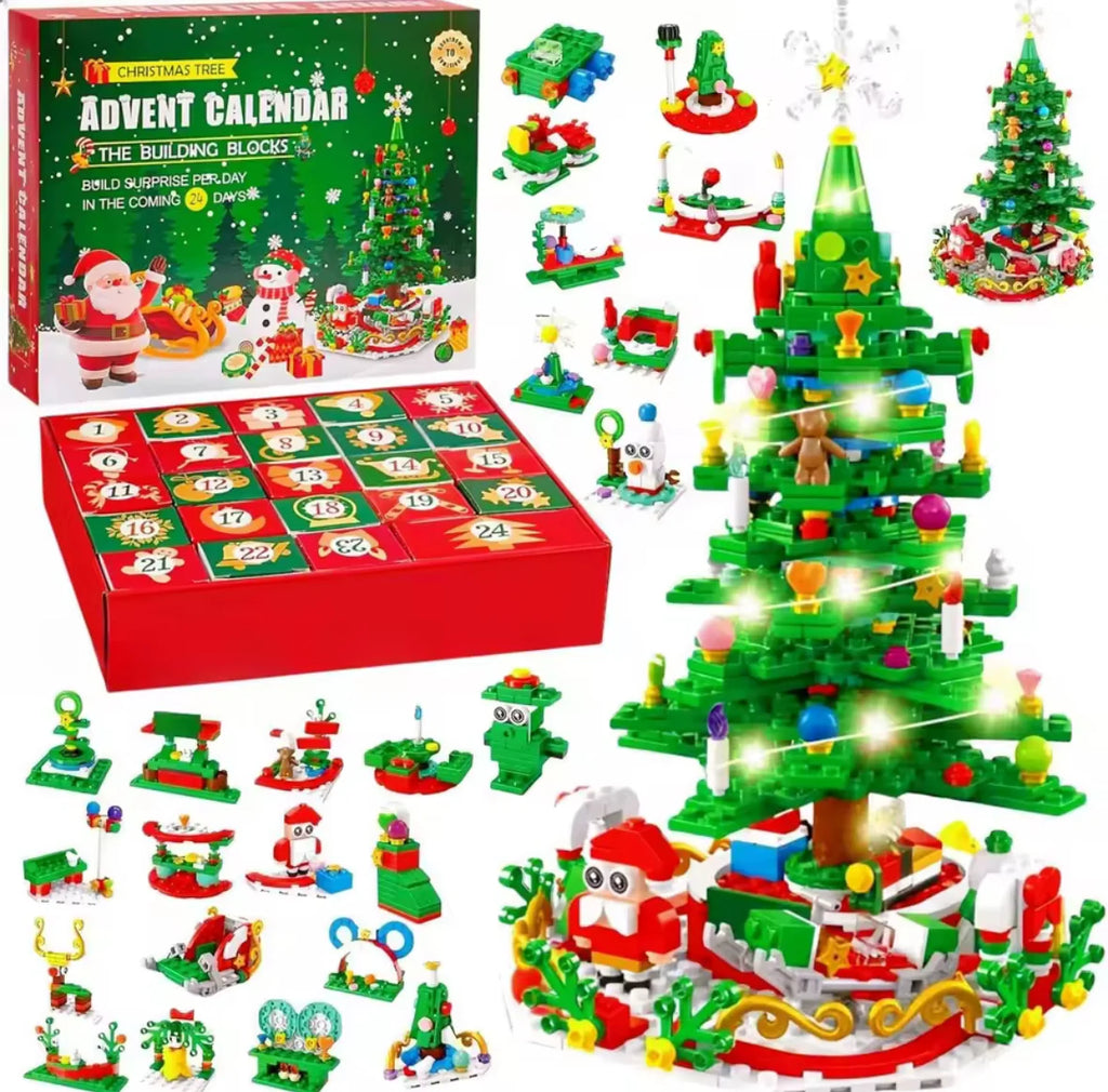 Kreativer XXL LED Baustein Adventskalender | XXL 2 in 1 LED Baustein Set mit 24 Figuren | Spaß und Licht für die Vorweihnachtszeit
