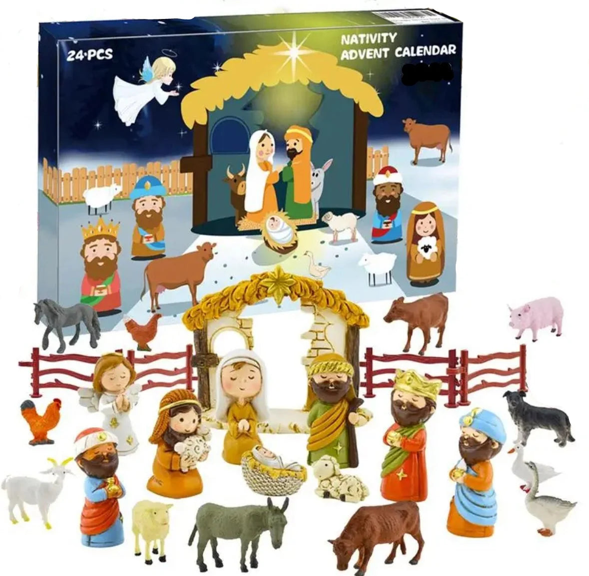 Krippenzauber Adventskalender | Adventskalender mit 24 Figuren zur Weihnachtsdekoration | Festliche Vorfreude für die ganze Familie