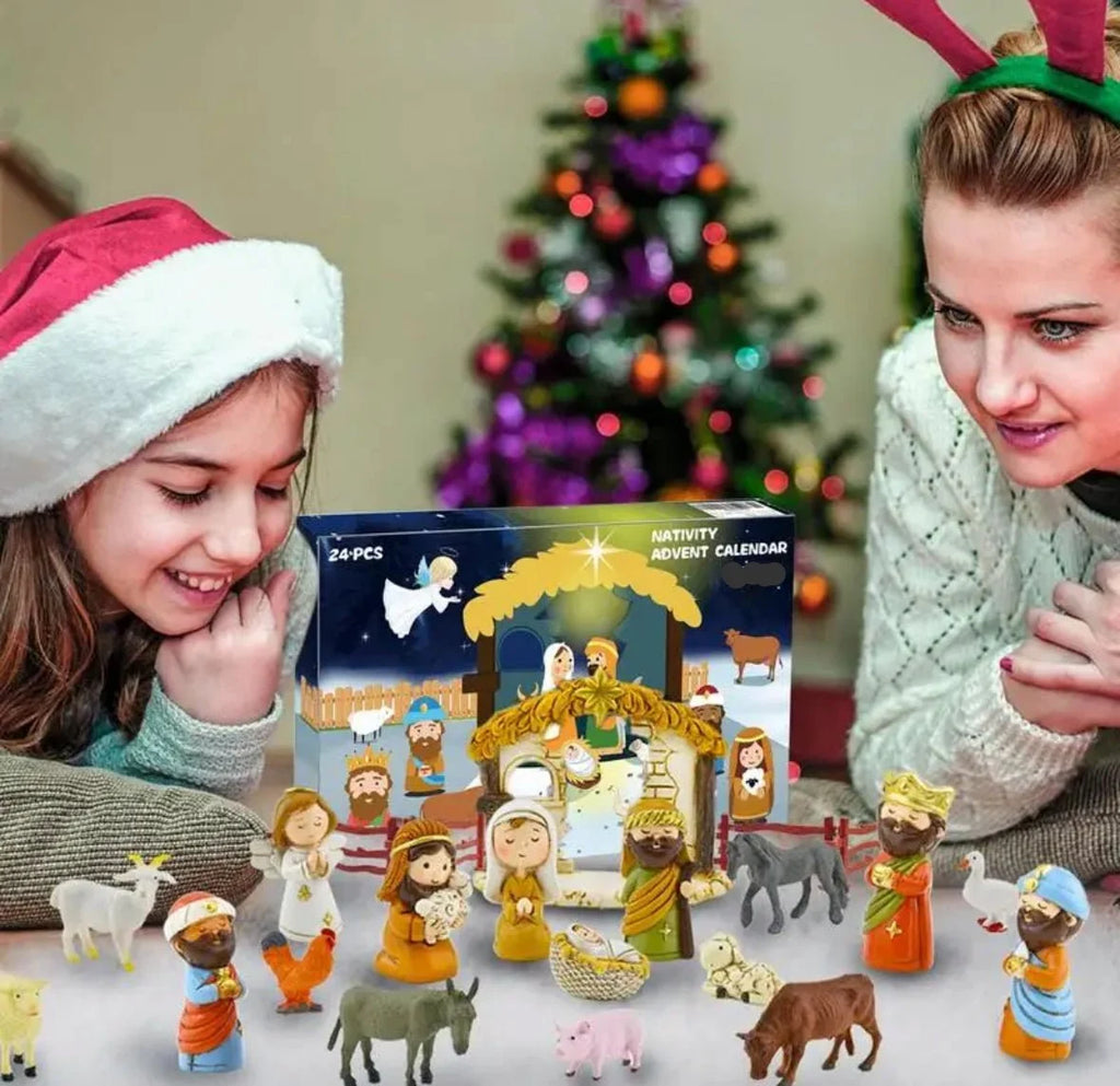 Krippenzauber Adventskalender | Adventskalender mit 24 Figuren zur Weihnachtsdekoration | Festliche Vorfreude für die ganze Familie