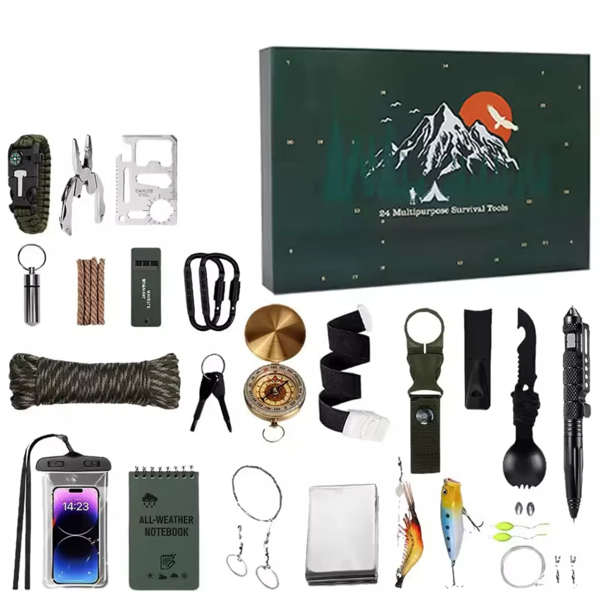 Outdoor Abenteuer Adventskalender | Adventskalender mit 24 nützlichen Gadgets für Camper und Wanderer