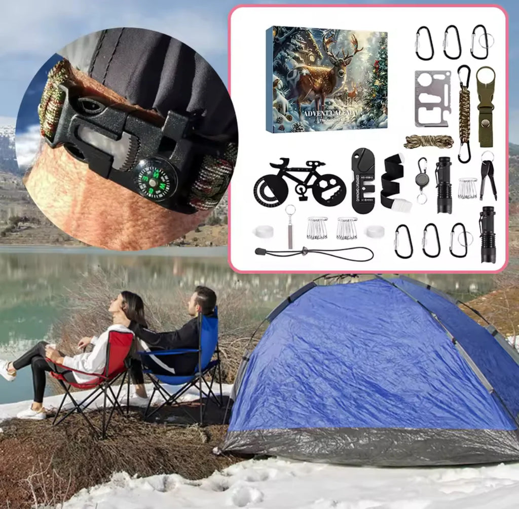 Outdoor Abenteuer Adventskalender | Adventskalender mit 24 nützlichen Gadgets für Camper und Wanderer
