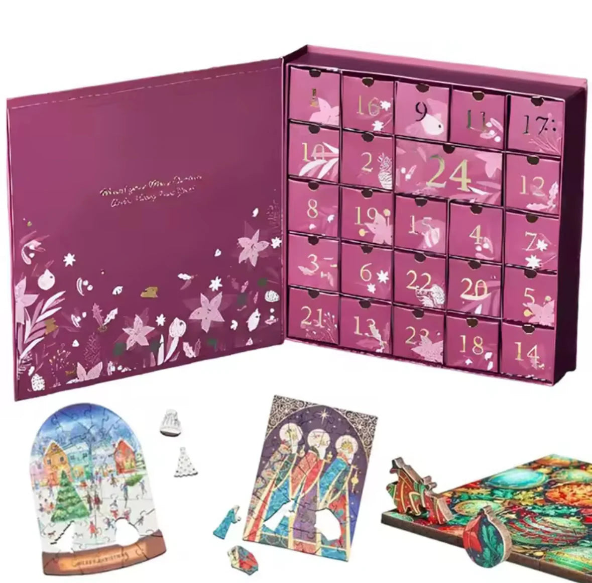 Mini-Puzzle Adventskalender | 24 Mini Puzzles mit Weihnachtsmotiven | Spannender Countdown bis Weihnachten