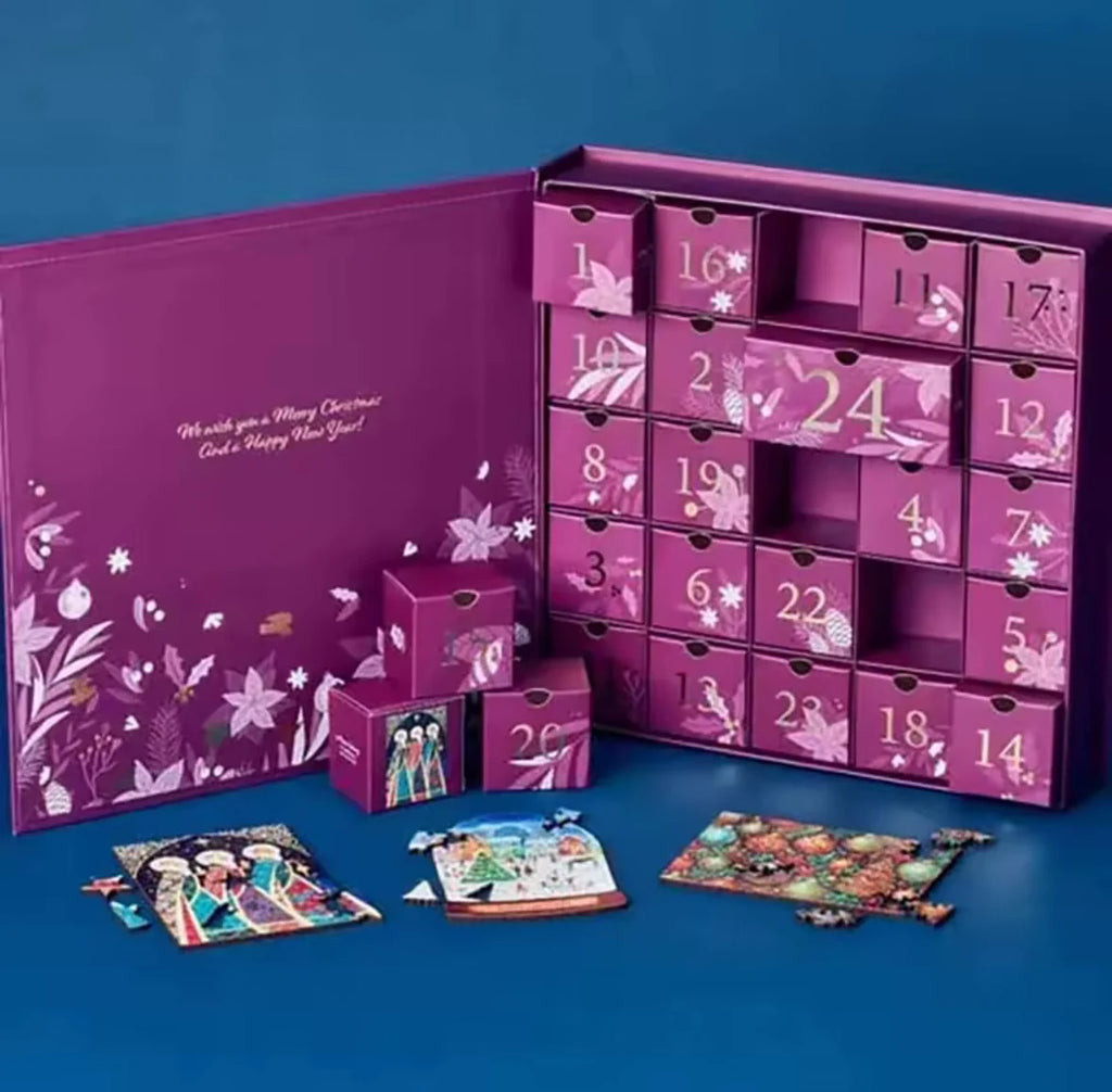 Mini-Puzzle Adventskalender | 24 Mini Puzzles mit Weihnachtsmotiven | Spannender Countdown bis Weihnachten